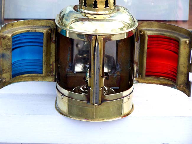 A Fine Combination Port and Starboard Running Light with Original Burner circa 1910